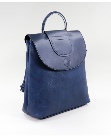Damas Mochila azul con manija metálica
