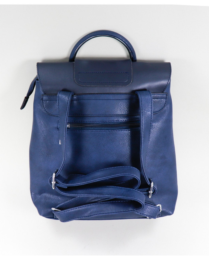 Mochila Azul de Senhora com Alça Metalizada