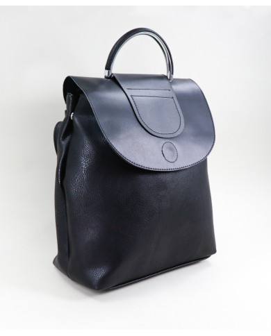 Ladies Black Backpack with Metalized Handle