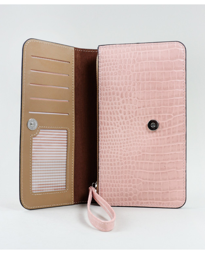 Women's Pink Wallet with Removable Handle