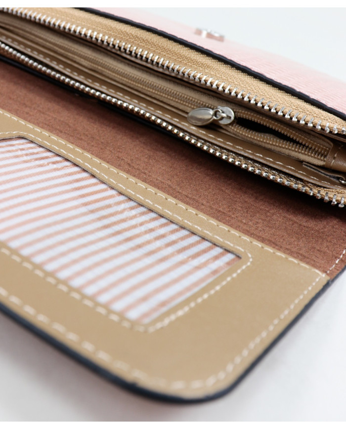 Women's Pink Wallet with Removable Handle