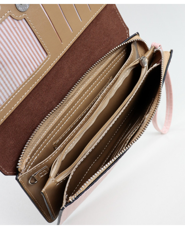 Women's Pink Wallet with Removable Handle