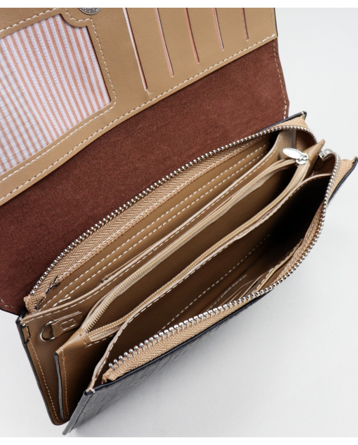 Women's Black Wallet with Removable Handle