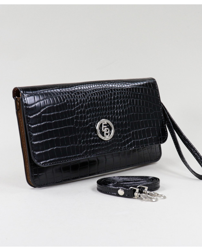 Women's Black Wallet with Removable Handle