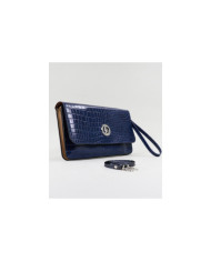 Women's Blue Wallet with Removable Handle