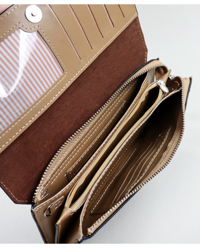 Women's Blue Wallet with Removable Handle