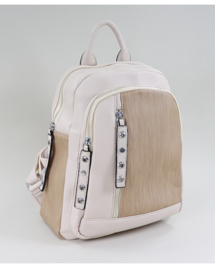 Mochila Bege de Senhora com Tachas