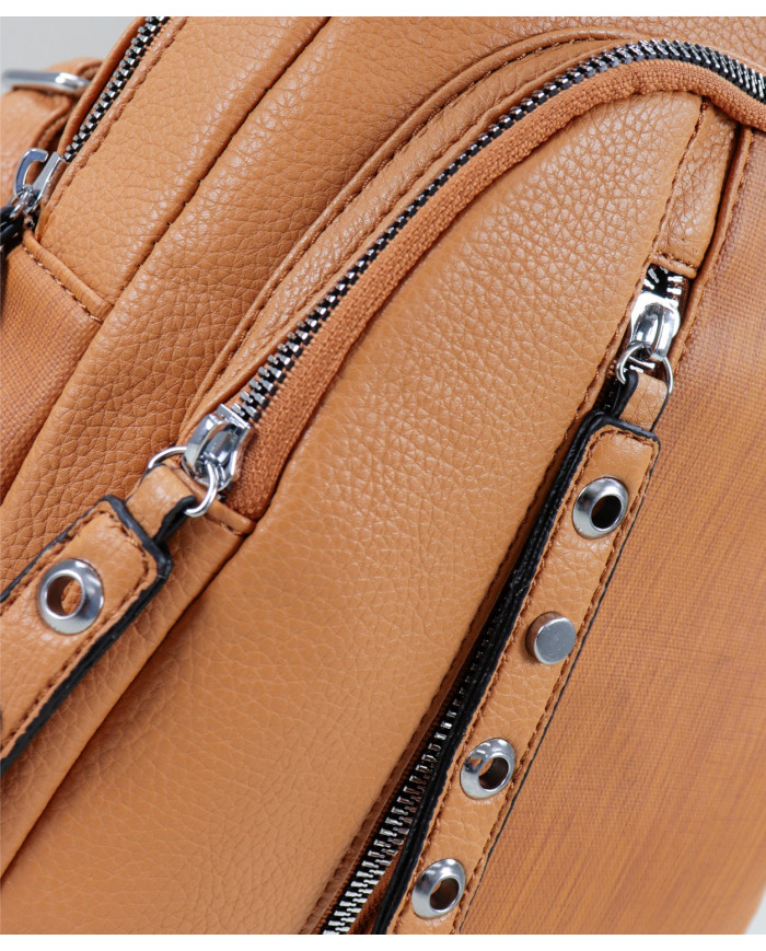 Damas Camel mochila con Tachas