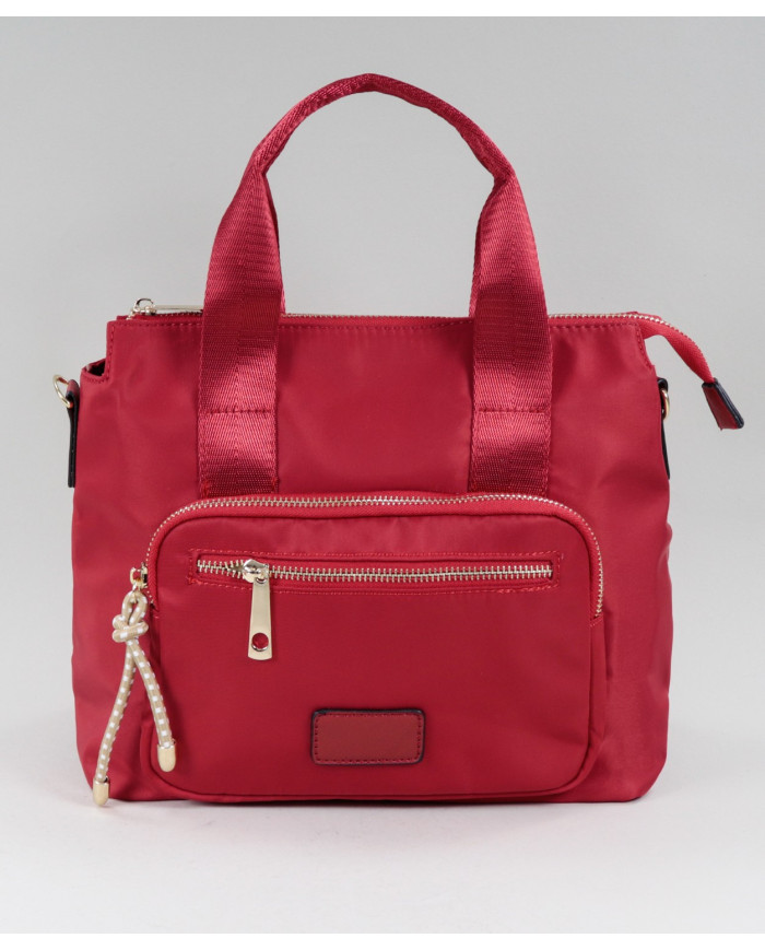 Women's Nylon Red Suitcase with Front Bolus