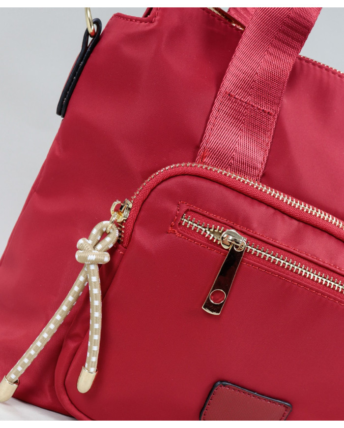 Women's Nylon Red Suitcase with Front Bolus