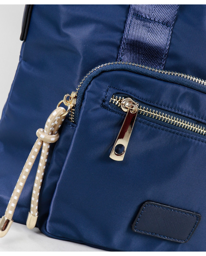 Mala Azul Nylon de Senhora com Bolso Frontal