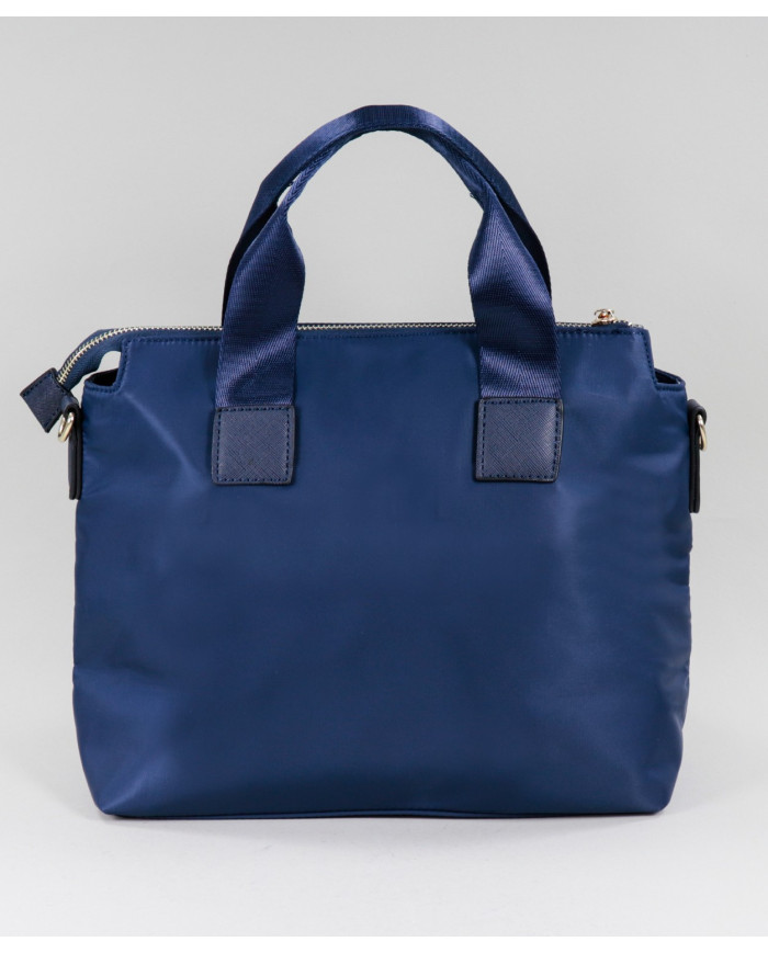 Mala Azul Nylon de Senhora com Bolso Frontal