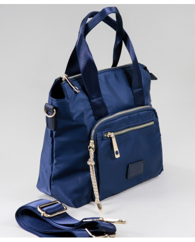 Mala Azul Nylon de Senhora com Bolso Frontal