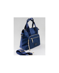 Maleta de nylon azul femenino con bolsillo frontal