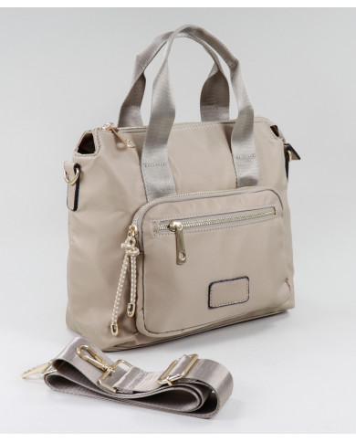 Mala Taupe Nylon de Senhora com Bolso Frontal