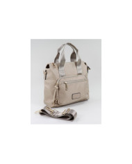 Damas Nylon Bolsa de Taupe con bolsillo frontal