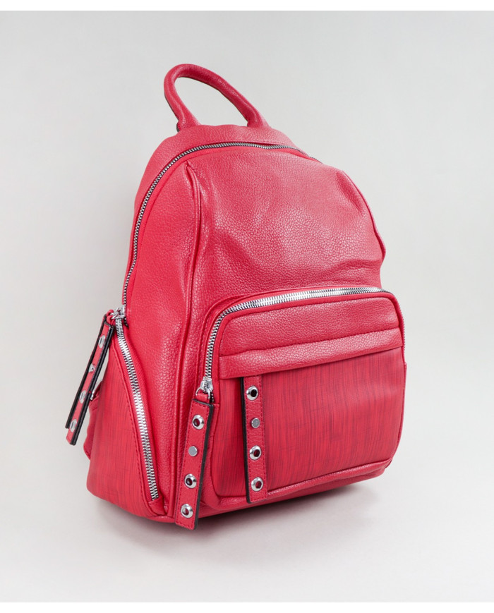Red Backpack with Front Ball and Tachas