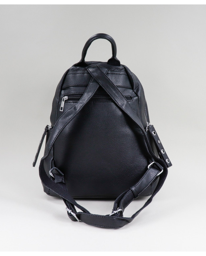 Black Backpack with Front Ball and Tachas
