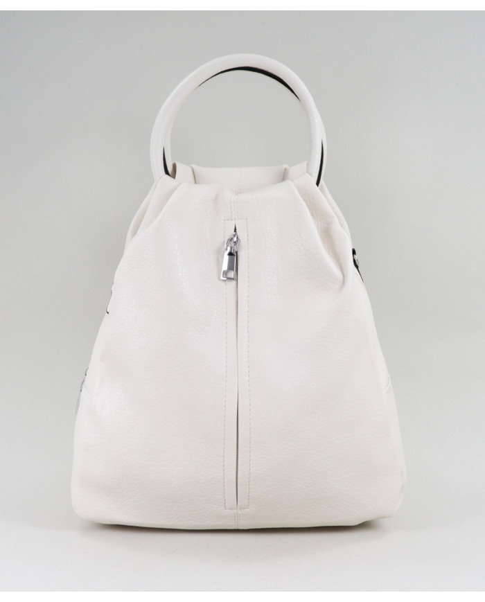 Women's Beige Backpack with Front Clasp