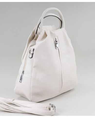 Women's Beige Backpack with Front Clasp