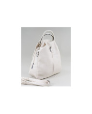 Women's Beige Backpack with Front Clasp