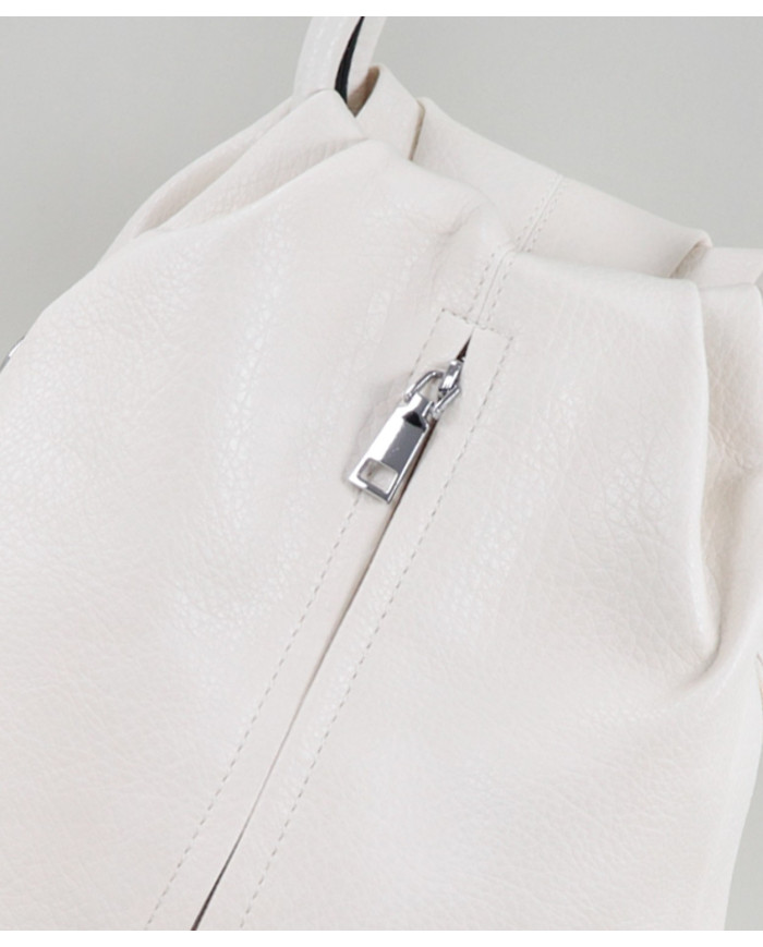 Women's Beige Backpack with Front Clasp