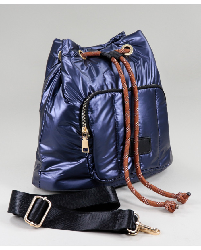 Funda azul acolchada con cordón ajustable