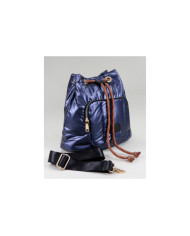 Mochila Azul Acolchoada com Cordão Ajustável