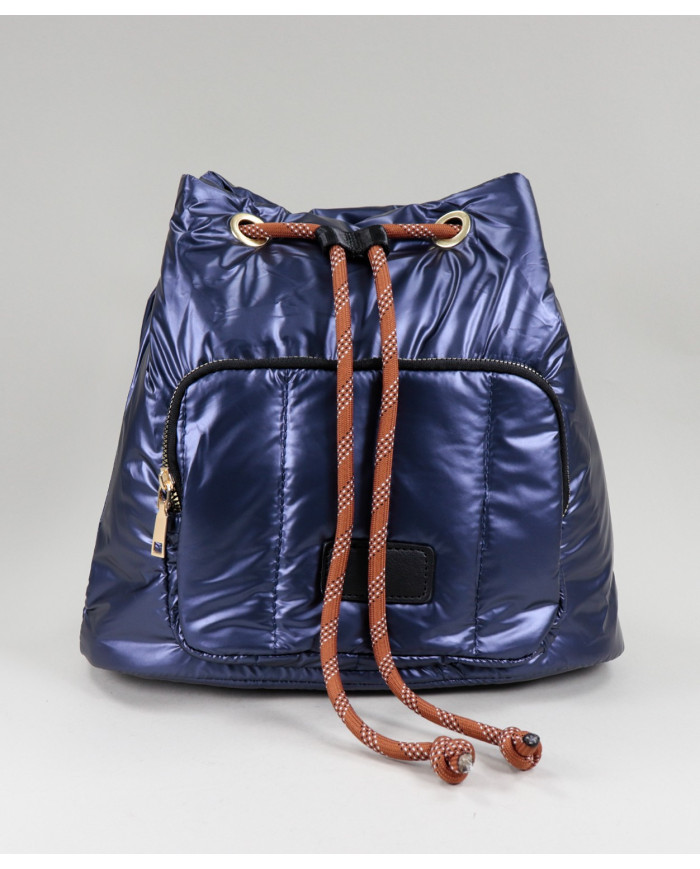 Padded Blue Backpack with Adjustable Cord