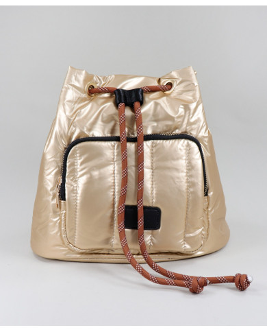 Gold Padded Backpack with Adjustable Cord