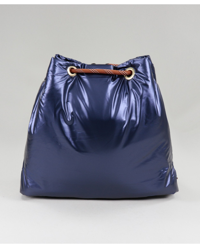 Mochila Azul Acolchoada com Cordão Ajustável