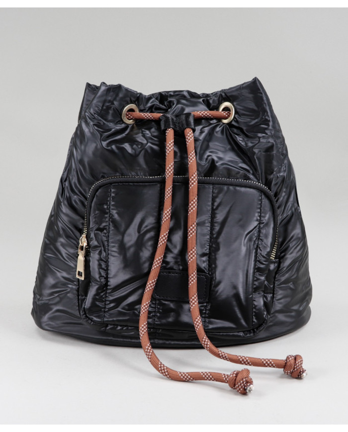 Padded Black Backpack with Adjustable Cord