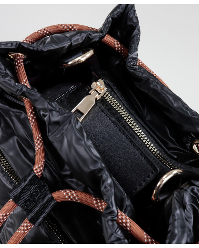 Padded Black Backpack with Adjustable Cord