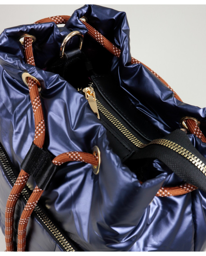 Padded Blue Backpack with Adjustable Cord