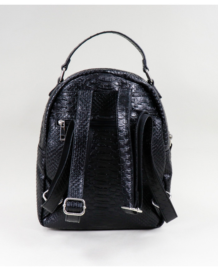 Mochila Preta de Senhora Ginova com Berloque Brilhante