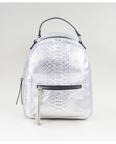 Mochila Prata de Senhora Ginova com Berloque Brilhante