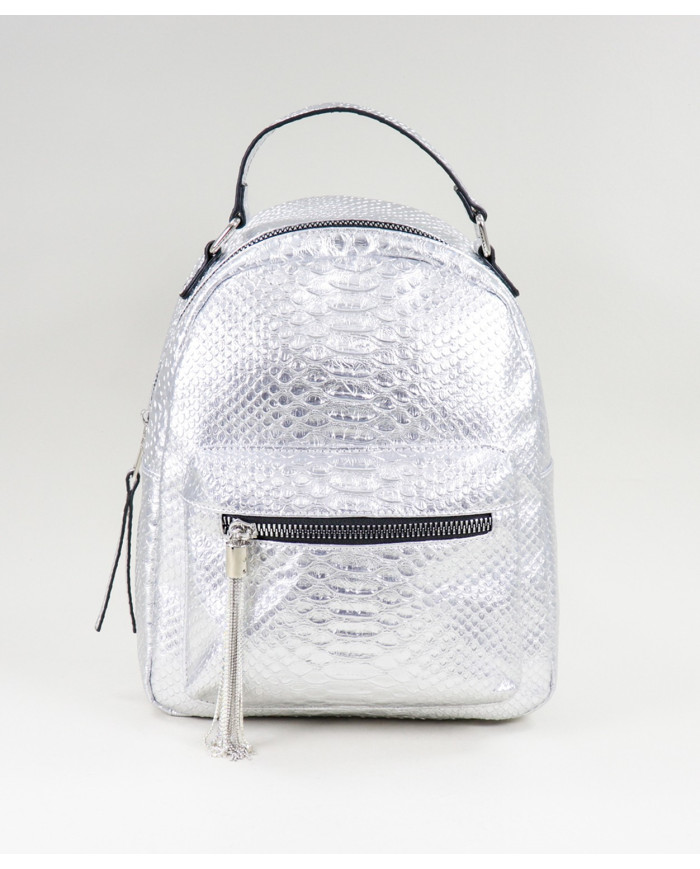 Mochila Prata de Senhora Ginova com Berloque Brilhante