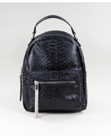 Mochila Preta de Senhora Ginova com Berloque Brilhante