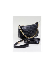 Bolsa de la señora negra con manija de cadena