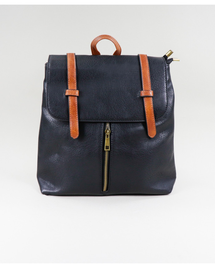 Damas Negro mochila con doble tira