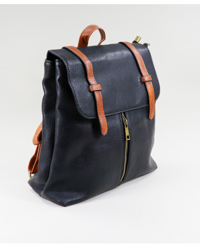 Damas Negro mochila con doble tira