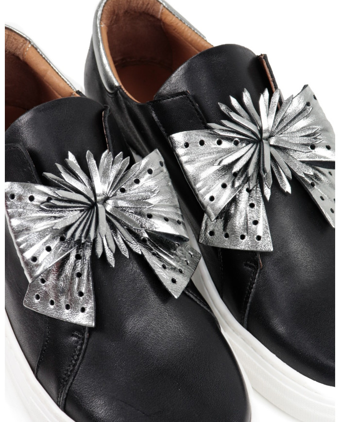 Black Lady Ginova shoes with Silver Lace