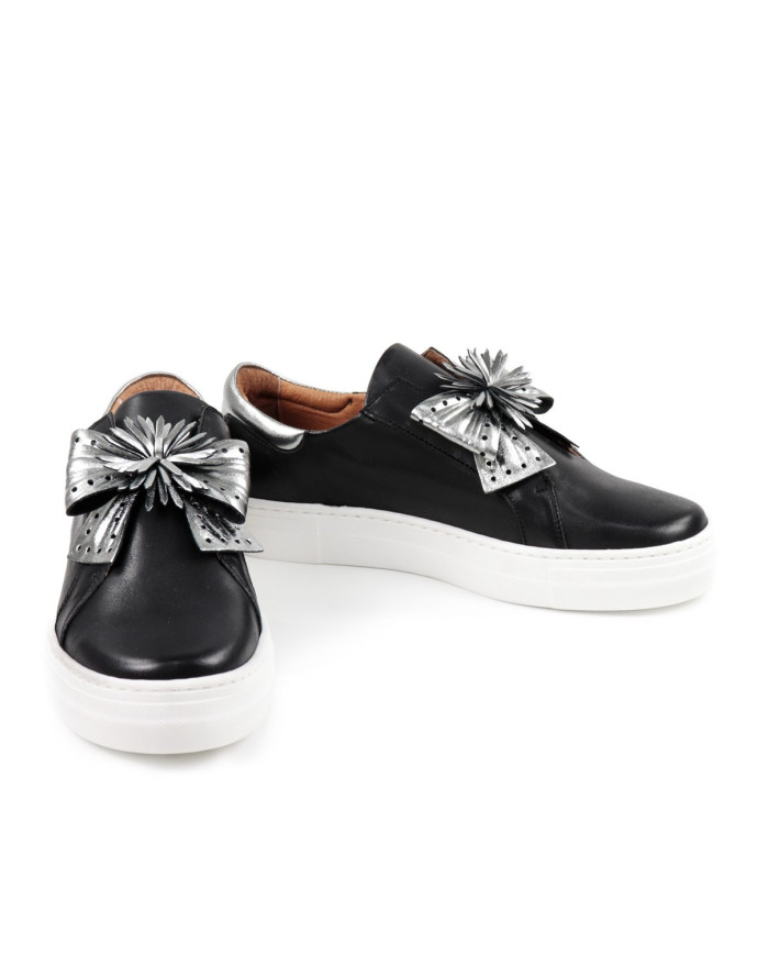 Black Lady Ginova shoes with Silver Lace