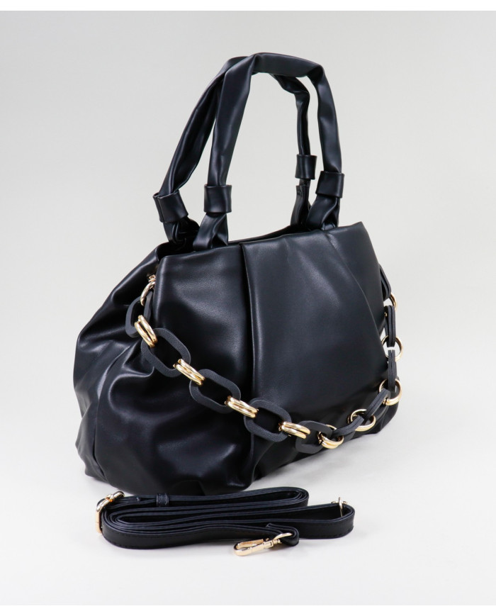 Ladies Black Suitcase with Decorative Chain