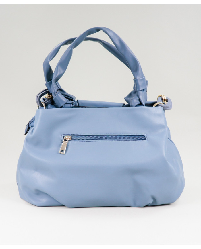 Maleta de dama azul con cadena decorativa