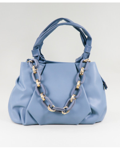 Blue Lady Suitcase with Decorative Chain