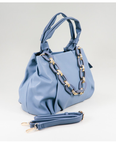 Blue Lady Suitcase with Decorative Chain