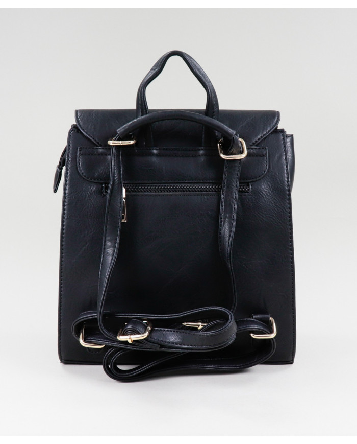 Mochila Preto de Senhora com Fecho de Torção