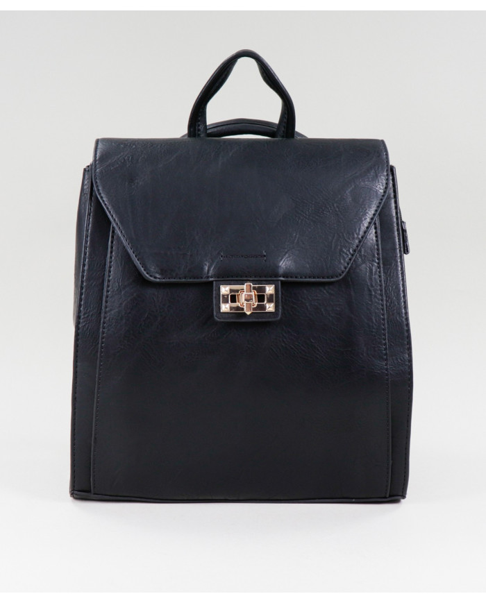 Mochila Preto de Senhora com Fecho de Torção