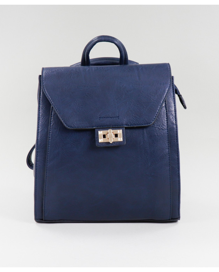 Ladies Blue Backpack with Tortion Clasp